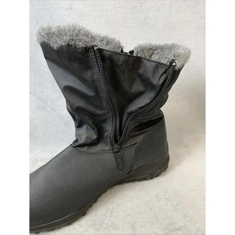 Totes Snow Boots Women's Size 10 M Rikki Black Faux‎ Fur Lined Zip Up